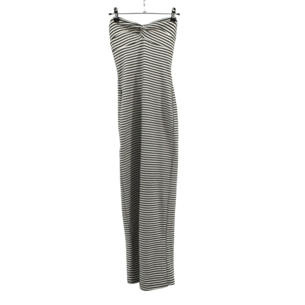 Missguided Strapless Maxi Dress Women Small Black White Striped Knot Bodycon